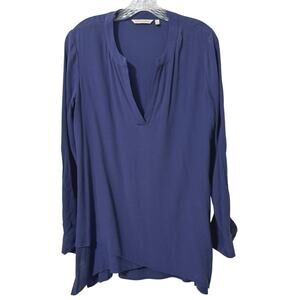 Soft Surroundings Women’s Layered V Neck Long Sleeve Navy Tunic Top Size Small